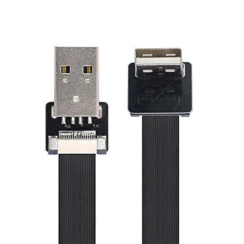 xiwai 0,5 m nach unten abgewinkeltes USB 2.0 Typ-A Stecker auf Typ-A Stecker, flaches schlankes FPC-Kabel, 90 Grad für FPV & Disk & Scanner & Drucker von xiwai