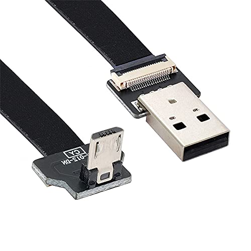 xiwai 2 m langes abgewinkeltes USB 2.0 Typ-A Stecker auf Micro-USB 5-poliger Stecker, flaches, schlankes FPC-Kabel für FPV & Disk & Handy von xiwai