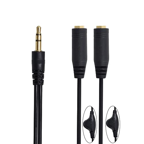 xiwai 3,5-mm-Stereo-Stecker auf doppelte 3,5-mm-Buchse, Audio-Kopfhörer mit Lautstärkeregler, Y-Splitter-Kabel von xiwai