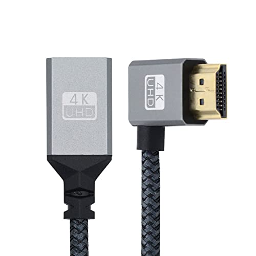 xiwai 4K 60Hz 3D HDMI Extender Kabel, HDMI 1.4 Typ A Stecker auf A Buchse Verlängerungskabel 90 Grad links abgewinkelt von xiwai