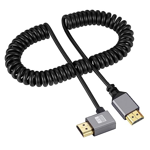 xiwai 4K 60hz HDMI 2.0 Stecker auf HDMI Stecker Stretch Spiralkabel links abgewinkelt 90 Grad Stecker für HDTV Monitor Computer Laptop xiwai 4K 60hz HDMI 2.0 Stecker auf HDMI Stecker Stretch Spiralkabel links abgewinkelt 90 Grad Stecker für HDTV Monitor Computer Laptop von xiwai