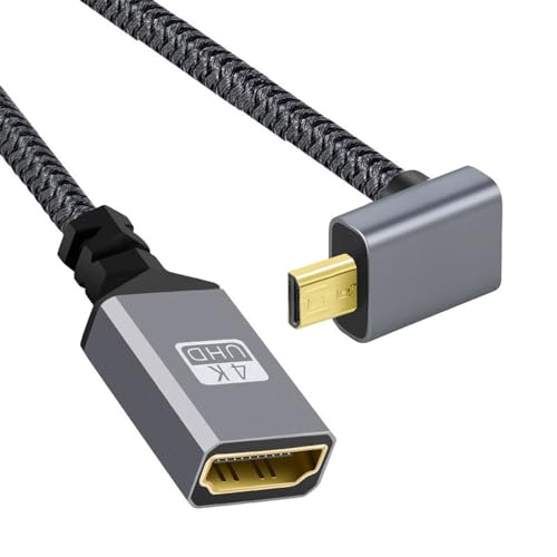 xiwai 4K Micro HDMI 1.4 Mann 90 Grad nach Oben gewinkelt zu HDMI weibliches Verlängerungskabel für DV MP4 Kamera DC Laptop von xiwai
