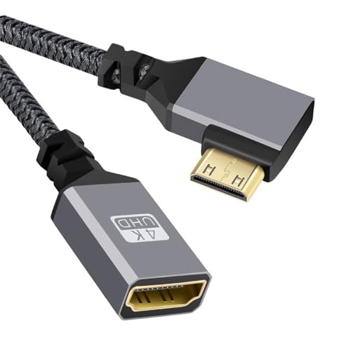 xiwai 4K Mini HDMI 1.4 männlicher 90 Grad Links gewinkelt zu HDMI weiblicher Verlängerungskabel für DV MP4 Kamera DC Laptop von xiwai