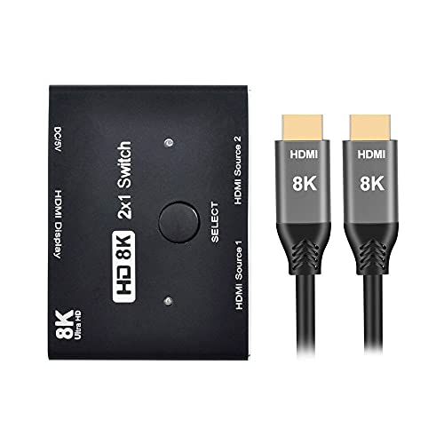 xiwai 8K @ 60hz HDMI-kompatibler 2.1-Switch & 3 Kabel 2-in-1-OUT Hub unterstützt HDCP SST Extended 4K @ 60hz von xiwai