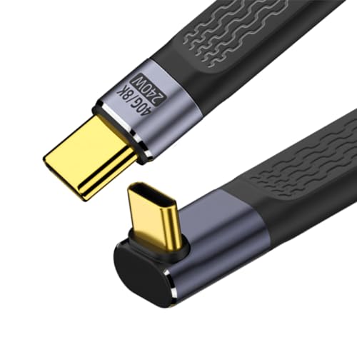 xiwai 8K Flaches, schlankes FPC-Datenkabel, 240 W, Typ-C-USB-C-Stecker auf Stecker, nach oben abgewinkelt, USB4, 40 Gbit/s, 100 W, Kabel für Laptop, Handy, 13 cm von xiwai