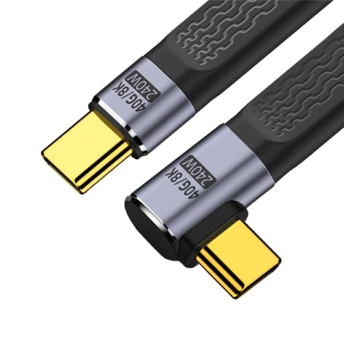 xiwai 8K Flaches, schlankes FPC-Datenkabel, 240 W, Typ-C-USB-C-Stecker auf Stecker, rechtwinklig, USB4, 40 Gbit/s, 100 W, Kabel für Laptop, Handy, 13 cm… von xiwai