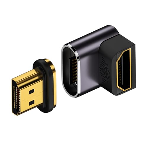 xiwai 8K HDMI 2.1 Magnetischer Verlängerungsadapter 19 Pins HDMI Typ A Stecker auf Buchse nach unten abgewinkelt, 90 Grad gerader Videoadapter für Laptop HDTV von xiwai