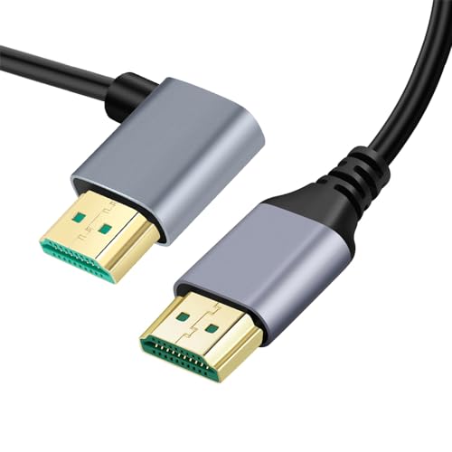 xiwai 8K HDMI 2.1 Ultra dünn HDTV-Kabel 0,5 m 4K Hyper Super Flexible Slim Cord Links abgewinkelte 90-Grad-Typ-A-Mann zum Männchen für Computer HDTV-Projektor Home Theater von xiwai