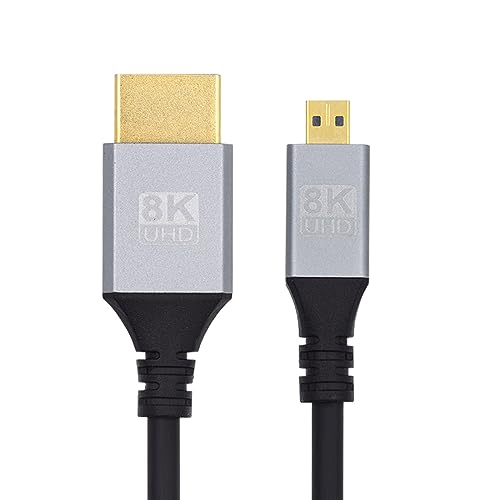 xiwai 8K Micro HDMI 2.1 Ultradünnes HDTV-Kabel 0,5 m, Typ-A auf Typ-D 4K Hyper Super Flexible Slim-Kabel für Kamera-HDTV von xiwai