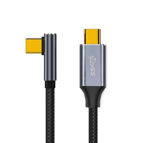 xiwai 90 Grad USB3.1 USB-C Typ-C Stecker auf Stecker Kabel Low Profile abgewinkelt 4K@60Hz Gen 2 100W 10Gbit/s Datenverlängerungskabel für Laptop-Telefon, 1 m/3,3 Fuß von xiwai