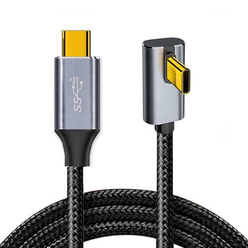 xiwai 90-Grad-USB3.1-USB-C-Typ-C-Stecker-auf-Stecker-Kabel mit niedrigem Profil, abgewinkelt, 4K@60Hz Gen 2, 100 W, 10 Gbit/s, Datenverlängerungskabel für Laptop-Telefon, 0,5 m/1,6 Fuß von xiwai