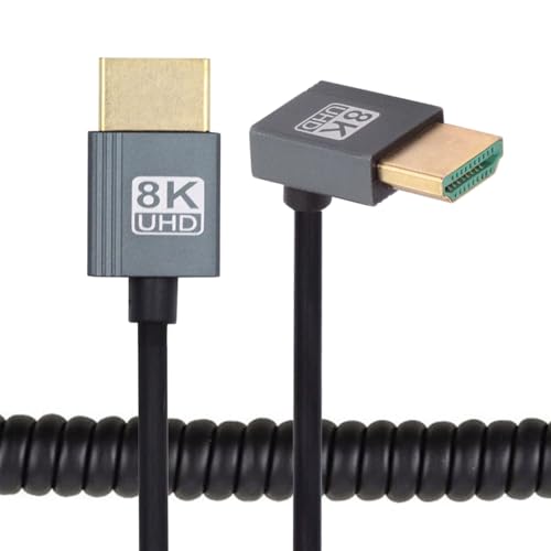 xiwai Abgewinkelter HDMI 2.1-Stecker auf HDMI-Stecker, Stretch-Spiralkabel, 90 Grad, 8 K, 60 Hz, 100 cm, für Monitor, HDTV, Computer, Laptop xiwai Abgewinkelter HDMI 2.1-Stecker auf HDMI-Stecker, Stretch-Spiralkabel, 90 Grad, 8 K, 60 Hz, 100 cm, für Monitor, HDTV, Computer, Laptop von xiwai