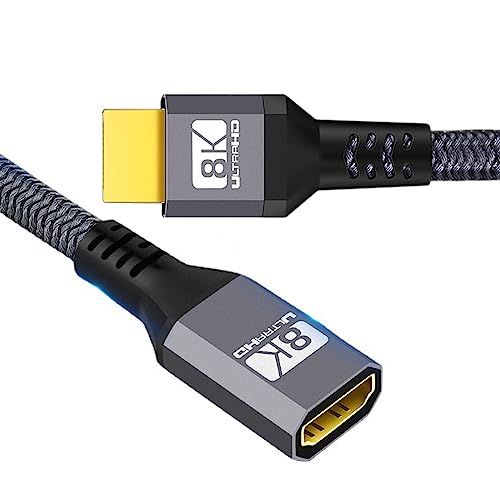 xiwai HDMI 2.1 Verlängerungskabel, Stecker auf Buchse, Ultra-HD, 8 K, 60 Hz, 4 K, 120 Hz, 48 GB, mit Audio-3D-HDMI-Kabel, Schwarz, 1,5 m xiwai HDMI 2.1 Verlängerungskabel, Stecker auf Buchse, Ultra-HD, 8 K, 60 Hz, 4 K, 120 Hz, 48 GB, mit Audio-3D-HDMI-Kabel, Schwarz, 1,5 m von xiwai