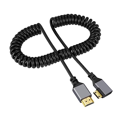 xiwai HDMI-Stecker 4K 60 Hz auf Mini-HDMI 1.4-Stecker, Stretch-Spiralkabel, 90 Grad rechtwinklig, für HDTV-Laptop-Computer-Monitor xiwai HDMI-Stecker 4K 60 Hz auf Mini-HDMI 1.4-Stecker, Stretch-Spiralkabel, 90 Grad rechtwinklig, für HDTV-Laptop-Computer-Monitor von xiwai