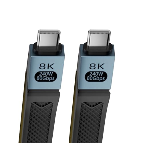 xiwai Kurzes USB 5.0 Flat Slim FPC 13 cm/5,12 Zoll 240 W 80 Gbit/s USB 5 Typ-C-Kabel mit 16K@30 Hz 8K@60 Hz 5K@60 Hz Videoausgang Kompatibel mit USB4.0 Thunderbolt3/4/5 von xiwai