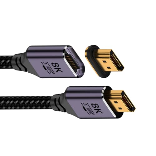 xiwai Magnetischer Stecker, 8K HDMI 2.1 Typ-A Stecker auf Stecker, Videokabel, 1 m, Aluminiumgehäuse, geflochten, für Laptop, HDTV von xiwai