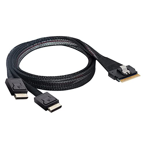 xiwai PCI-E Ultraport Slimline SAS Slim 4.0 SFF-8654 8i 74pin auf Dual Oculink SFF-8611 Kabel 50 cm PCI-Express von xiwai