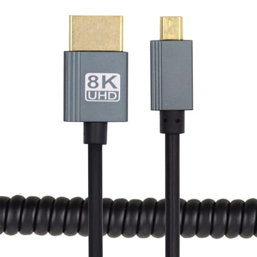 xiwai Spiralkabel Micro-HDMI 2.1 Typ-D-Stecker auf HDMI-Stecker, Stretchkabel, 100 cm, für HDTV-Kamera, Laptop-Monitor xiwai Spiralkabel Micro-HDMI 2.1 Typ-D-Stecker auf HDMI-Stecker, Stretchkabel, 100 cm, für HDTV-Kamera, Laptop-Monitor von xiwai