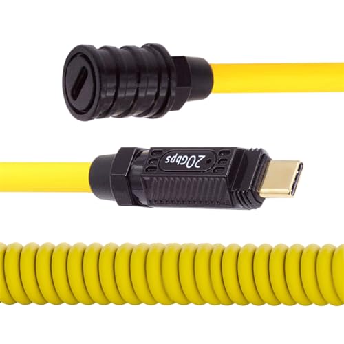 xiwai Stretch-Spiralsilikon 140 W 20 Gbit/s 8K USB-C USB4-Kabel Typ C Stecker auf Buchse Verlängerungskabel Strom und Daten für Gaming-Tastatur Maus 1,8 m/6 Fuß von xiwai