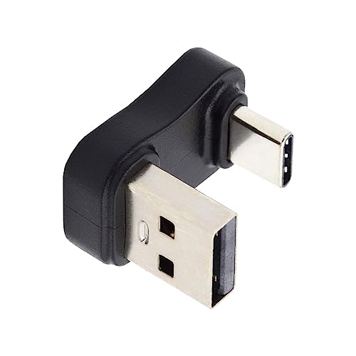 xiwai USB 3.1 Typ C Stecker auf USB 3.0 A Typ Stecker 10 Gbit/s Daten nach unten, gegenüberliegende U-förmige Rückseite, abgewinkelter Ladeadapter 90 Grad für Laptop-Telefon von xiwai