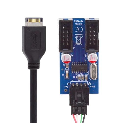 xiwai USB 3.1 Typ-E Frontplatten-Header auf 4-poliges IDC-Gehäuse, USB-Typ-A-Stecker, 1 auf 2-Buchse, Motherboard, 9-poliger Header HUB-Adapter, Port-Multiplikator von xiwai