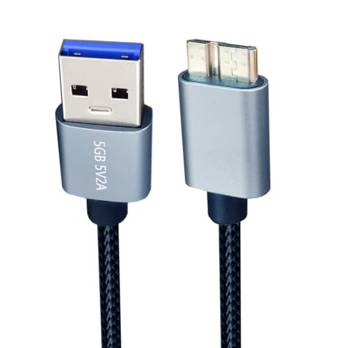 xiwai USB-auf-USB-Kabel, 30 cm, USB 3.0 Typ A Stecker auf Micro-B-Stecker, 5 Gbit/s, Datenkabel, Silber, kompatibel für Disk SSD Kamera von xiwai