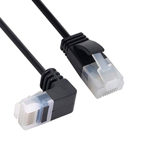 xiwai Ultra Slim Cat6 Ethernet Kabel RJ45 Abgewinkelt auf Gerades UTP Netzwerkkabel Patchkabel 90 Grad Cat6a LAN für Laptop Router TV Box (2,0m) von xiwai