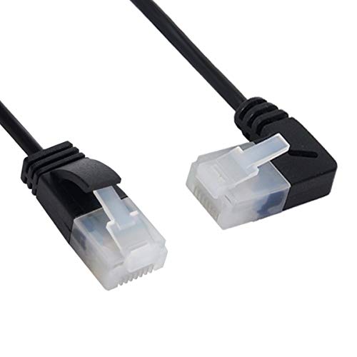 xiwai Ultra Slim Cat6 Ethernet Kabel RJ45 Rechtwinklig auf Gerades UTP Netzwerkkabel Patchkabel 90 Grad Cat6a LAN für Laptop Router TV Box (3,0m) von xiwai