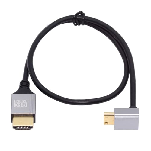 xiwai Ultradünnes HDTV-Kabel, 90 Grad nach Oben abgewinkelt, Mini HDMI 2.1 Typ-A auf Typ-C, 8K 4K, hypersuperflexibles schlankes Kabel für Kamera, HDTV, 0,5 m xiwai Ultradünnes HDTV-Kabel, 90 Grad nach Oben abgewinkelt, Mini HDMI 2.1 Typ-A auf Typ-C, 8K 4K, hypersuperflexibles schlankes Kabel für Kamera, HDTV, 0,5 m von xiwai
