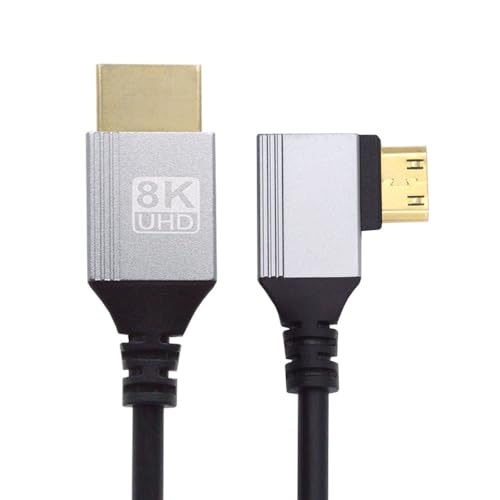 xiwai Ultradünnes HDTV-Kabel, 90 Grad nach Links abgewinkelt, Mini HDMI 2.1 Typ-A auf Typ-C, 8K 4K, hypersuperflexibles schlankes Kabel für Kamera, HDTV, 0,5 m/1,5 Fuß xiwai Ultradünnes HDTV-Kabel, 90 Grad nach Links abgewinkelt, Mini HDMI 2.1 Typ-A auf Typ-C, 8K 4K, hypersuperflexibles schlankes Kabel für Kamera, HDTV, 0,5 m/1,5 Fuß von xiwai