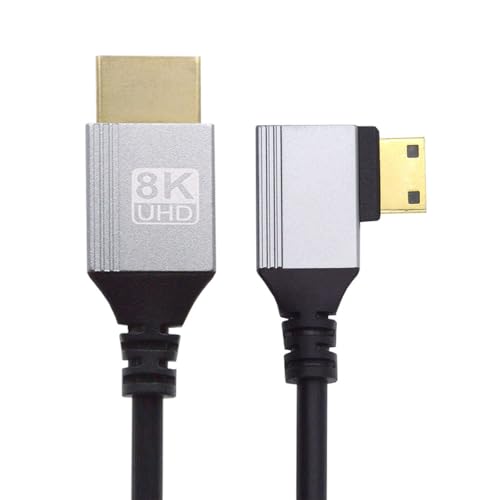 xiwai Ultradünnes HDTV-Kabel, 90 Grad rechtwinklig, Mini HDMI 2.1 Typ-A auf Typ-C, 8K 4K, hyper-superflexibles schlankes Kabel für Kamera, HDTV, 0,5 m/1,5 Fuß xiwai Ultradünnes HDTV-Kabel, 90 Grad rechtwinklig, Mini HDMI 2.1 Typ-A auf Typ-C, 8K 4K, hyper-superflexibles schlankes Kabel für Kamera, HDTV, 0,5 m/1,5 Fuß von xiwai