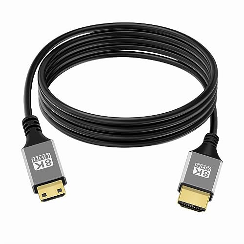 xiwai Ultradünnes Mini-HDMI-2.1-HDTV-Kabel 2,0 m, Hyper Slim HDMI-Kabel 2.0 8K 4K Typ-A auf Typ-C für Kamera-HDTV von xiwai