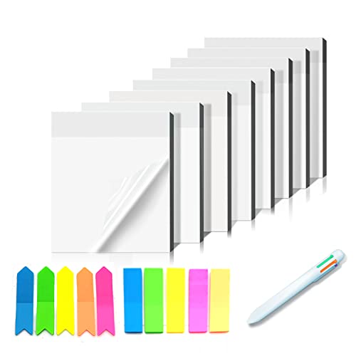 400Stk Transparente Haftnotizen, Transparent Sticky Notes, Wasserfest und Wiederbeschreibbar Creative Sticky Notes, 95 X 70 Mm, Für Büro Und Studenten, Mit Mehrfarbige Kugelschreiber von xnyker