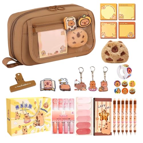 xowwyue Capybara Federmäppchen Set Süßes Capybara Schreibwaren Set Mit Aufklebern, Clips Und Mehr, Stiftetasche Für Make-up-Pinsel Schüler Stifthalter Beutel 22x11x6cm xowwyue Capybara Federmäppchen Set Süßes Capybara Schreibwaren Set Mit Aufklebern, Clips Und Mehr, Stiftetasche Für Make-up-Pinsel Schüler Stifthalter Beutel 22x11x6cm von xowwyue