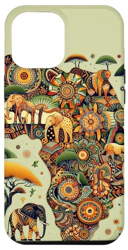 Hülle für iPhone 14 Pro Max Afrika Karte Afrikanischer Stil Muster Bunte Tiere Aesthetic von xsylxDesigns mit Muster Geschenkideen Geschenke