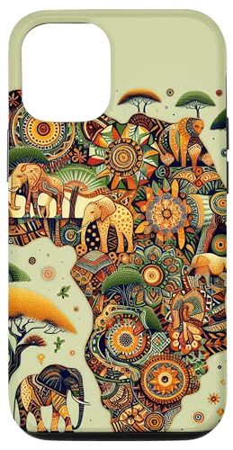 Hülle für iPhone 15 Afrika Karte Afrikanischer Stil Muster Bunte Tiere Aesthetic von xsylxDesigns mit Muster Geschenkideen Geschenke