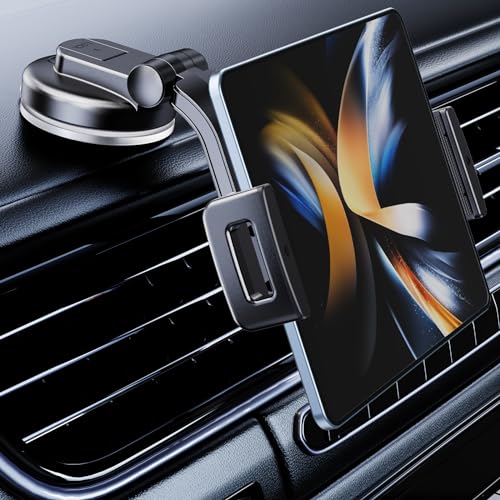 xuenair iPad Autohalterung, [360° drehbar & Fester Halt] Universal Z Fold Autohalterung Armaturenbrett für iPad Mini Pro Air Z Fold 5 4 iPhone Samsung und mehr 4"-12.9" Gerät von xuenair
