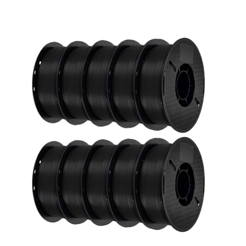 10 kg PLA-Filament PETG 3D-Filament 1,75 mm for 3D-Drucker Filament 10 Rollen/Set gemischte Farben und Materialien FDM-Druck(10 KG PLA Black) von xuyuyan