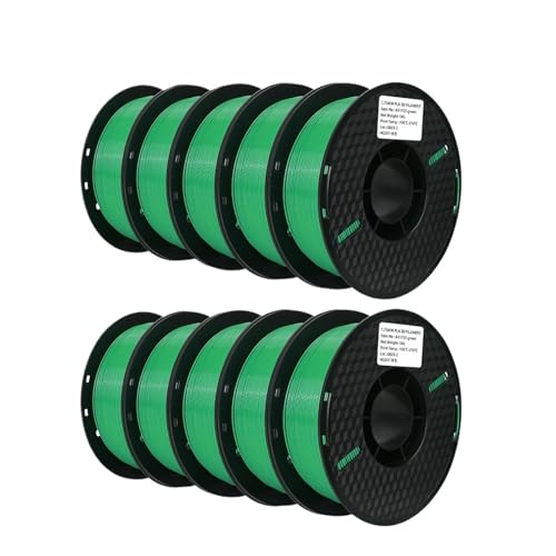 10 kg PLA-Filament PETG 3D-Filament 1,75 mm for 3D-Drucker Filament 10 Rollen/Set gemischte Farben und Materialien FDM-Druck(10 KG PLA Green) von xuyuyan