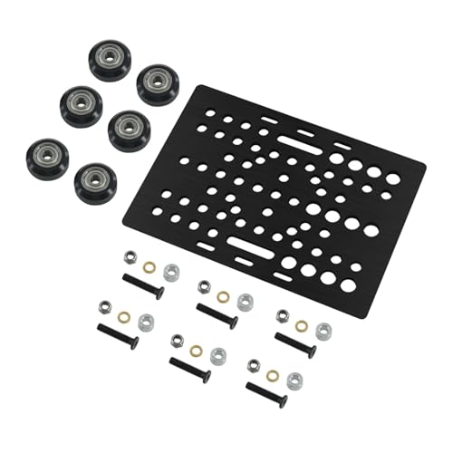 3D-Drucker-Teile, schwarzes Aluminium-V-Slot-Portalplatten-Set, 20–80 mm, mit V-Slot, massivem V-Rad, POM-Kit, POM for CNC-Maschinenteile(With 6 black wheels,2PCS) von xuyuyan