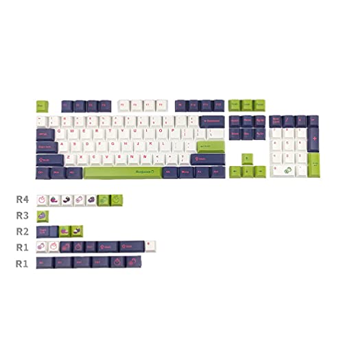 xzmnxzzme Mechanische Tastatur, buntes Kirsch-Profil, 129 Tasten, Farbstoff-Sub-Tastenkappe, kompatibel mit Cherry MX GK61 64 68 96 126 ISO-Tasten-Farbstoffsublimationstasten. von xzmnxzzme