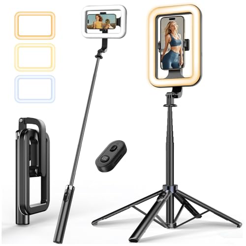 yAyusi Selfie-Ringlicht mit Stativständer und Telefonhalter, 190CM Ausziehbarer Telefonständer Selfie-Stick-Stativ mit Licht und Fernbedienung, LED-Telefon-Ringlicht für Live-Streaming/Videoaufnahme von yAyusi