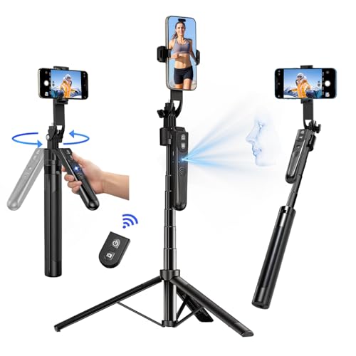 yAyusi 360° Drehung Stativ mit Automatischer Gesichtsverfolgung, 180cm Telefonstativ mit Bewegungssensor, Keine App, Gestensteuerung, Selfie-Stick-Stativ Ständer für Videoaufzeichnung/Live-Streaming von yAyusi