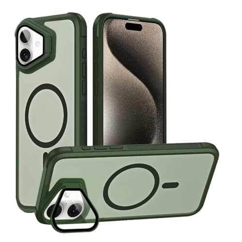 yanasuo Magnetisch Hülle für iPhone 16 Plus, kompatibel mit MagSafe mit Unsichtbar Ständer Kamera Schutzfolie, Magnetische Stoßfest Schutzhülle Cover, Kratzfeste Rückseite Matt Grün yanasuo Magnetisch Hülle für iPhone 16 Plus, kompatibel mit MagSafe mit Unsichtbar Ständer Kamera Schutzfolie, Magnetische Stoßfest Schutzhülle Cover, Kratzfeste Rückseite Matt Grün von yanasuo