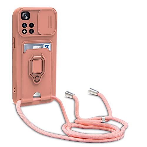 yanasuo Schiebe Kameraschutz Silikon Handykette Hülle kompatibel mit Xiaomi Redmi Note 11 Pro+ 5G/Note 11 Pro Plus, Metall Ring Halter Handy Cover,Verstellbarer Halskette Handyhülle-Pink yanasuo Schiebe Kameraschutz Silikon Handykette Hülle kompatibel mit Xiaomi Redmi Note 11 Pro+ 5G/Note 11 Pro Plus, Metall Ring Halter Handy Cover,Verstellbarer Halskette Handyhülle-Pink von yanasuo