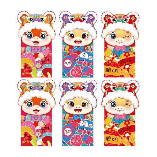 6 x Briefumschläge für das neue Jahr, Rötungen, traditionelles Schlangenjahr, multifunktional, chinesische Tierkreiszeichen, Geldpapiertüte 6 x Briefumschläge für das neue Jahr, Rötungen, traditionelles Schlangenjahr, multifunktional, chinesische Tierkreiszeichen, Geldpapiertüte von yanwuwa