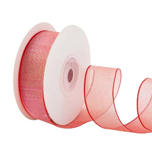 Durchsichtiges Organzaband für Weihnachten, Hochzeit, 2,5 cm x 9,1 m, für Blumensträuße, Verpackungen, Schleifen, Kränze, Dekoration Durchsichtiges Organzaband für Weihnachten, Hochzeit, 2,5 cm x 9,1 m, für Blumensträuße, Verpackungen, Schleifen, Kränze, Dekoration von yanwuwa