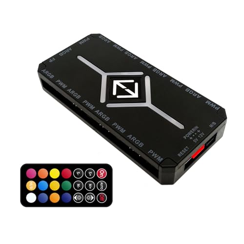 yanwuwa ARGB PWM Controller Fernbedienung Lüfter Hub PWM ARGB Controller Hub Adapter Computer PC Gehäuse Chassis Kühler Fernbedienung von yanwuwa