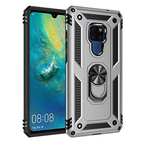 yanzi Kompatibel mit Huawei Mate 20 Smartphone Hülle(Silber)+3D Displayschutzfolie[Militär-Stoßfeste]-[Ständer] Schutzhülle Rugged Kratzfest Bumper Handyhülle für Huawei Mate 20-2018 von yanzi