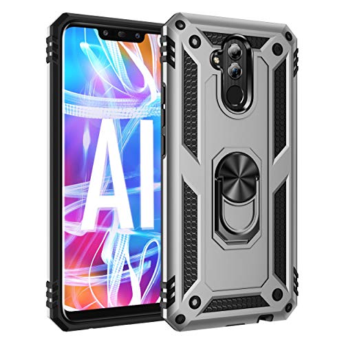 yanzi Kompatibel mit Huawei Mate 20Lite Smartphone Hülle(Silber)+3D Displayschutzfolie[Militär-Stoßfeste]-[Ständer] Schutzhülle Rugged Kratzfest Bumper Handyhülle für Huawei Mate 20Lite-2018 von yanzi